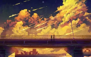 Yellow Orange Anime Scenery Wallpaper