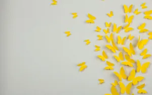 Yellow Paper Butterflies Wallpaper