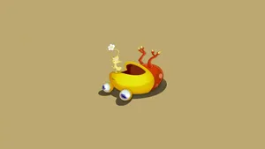 Yellow Pikmin Nextto Red Onion Wallpaper