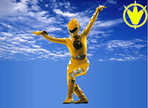Yellow Ranger Pose Sky Background Wallpaper