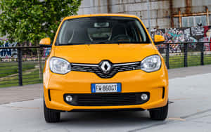 Yellow Renault Twingo Front View Wallpaper