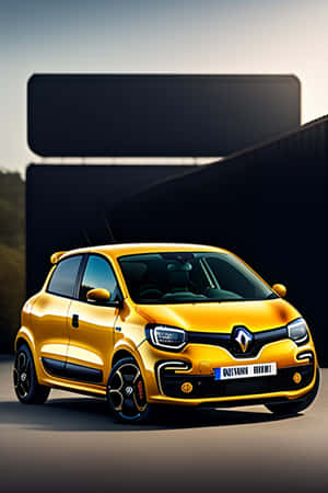 Yellow Renault Twingo Portrait Wallpaper