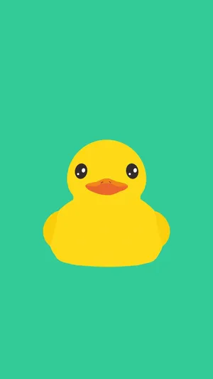 Yellow Rubber Duck Green Background Wallpaper