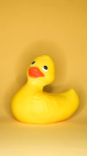 Yellow Rubber Duckon Beige Background.jpg Wallpaper