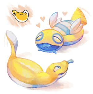 Yellow Snake Dunsparce Art Wallpaper