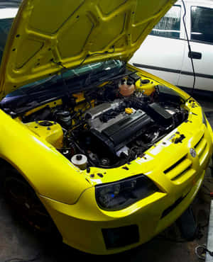 Yellow Sports Car Engine Bay Wallpaper