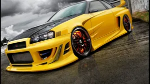 Yellow Sports Car Modified Exterior Wallpaper