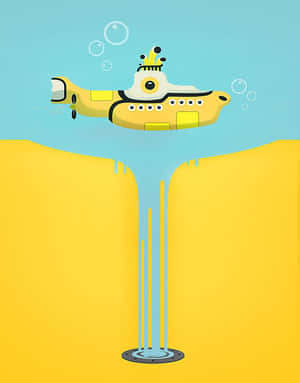 Yellow Submarine Floating In A Psychedelic Ocean Wallpaper