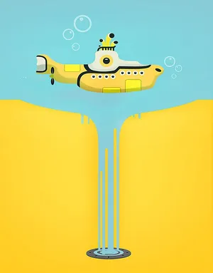 Yellow Submarine Floating In A Psychedelic Ocean Wallpaper