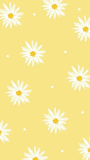 Yellow Summer Daisy Pattern Wallpaper