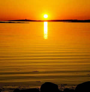 Yellow Sunset Over Tranquil Waters Wallpaper