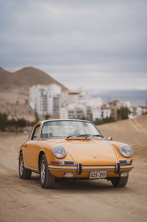 Yellow Vintage Retro Car Wallpaper