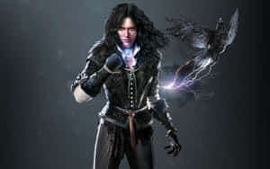 Yennefer Witcher Sorceresswith Magic Raven Wallpaper