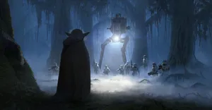 Yoda_ Facing_ Imperial_ Forces_ Dagobah Wallpaper