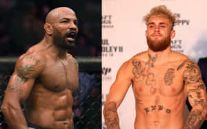 Yoel Romero And Jake Paul Collage Wallpaper