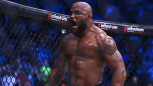 Yoel Romero Celebrating Victory At Bellator 285 Wallpaper