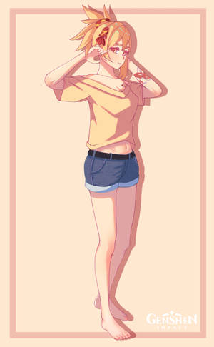 Yoimiya In Casual Clothes Wallpaper