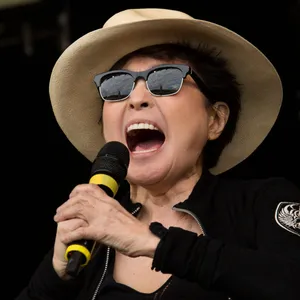 Yoko Ono Screaming Microphone Wallpaper