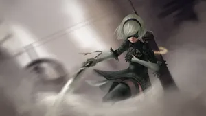 Yorha 2b Sword Slash Art Wallpaper