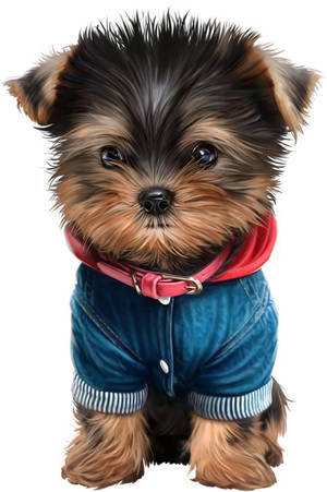 Yorkie Puppy Denim Polo Wallpaper