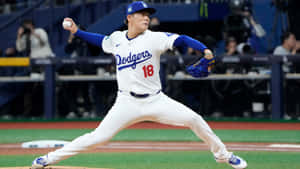 Yoshinobu Yamamoto Pitching Action Wallpaper