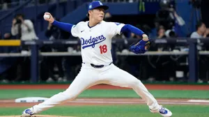 Yoshinobu Yamamoto Pitching Action Wallpaper