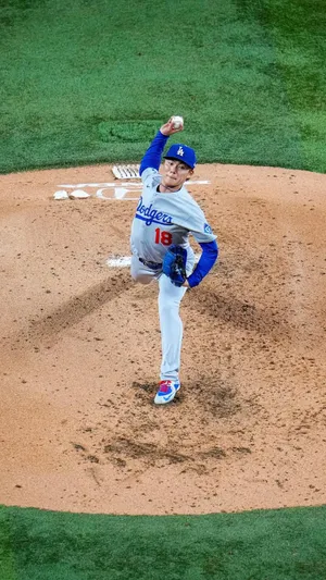 Yoshinobu Yamamoto Pitching Action Wallpaper