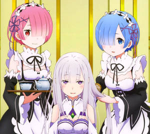 Young Anime Fans Enjoying The Magic Of Re: Zero Wallpaper