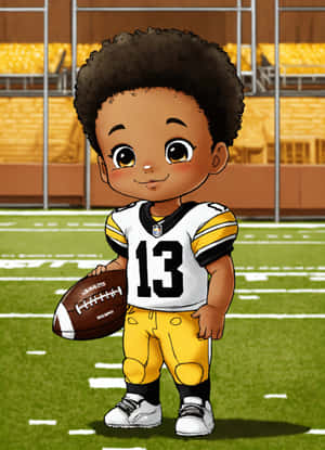 Young Football Fan Cartoon Wallpaper