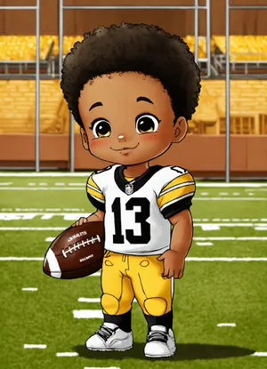 Young Football Fan Cartoon Wallpaper