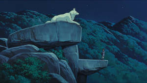 Young Love Blooms In The Enchanted Wilderness Of Princess Mononoke. Wallpaper