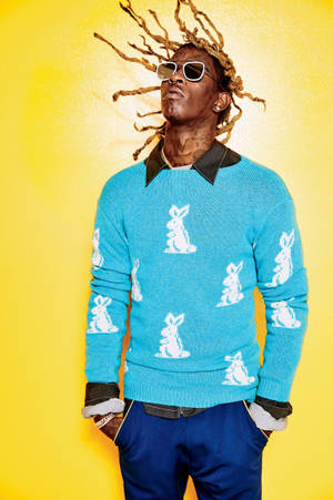 Young Thug Strikes A Confident Pose Wallpaper