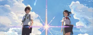 Your Name Couple Corresponding Through Time Wallpaper