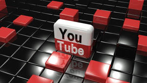 Youtube Logo On Black Red Cubes Wallpaper