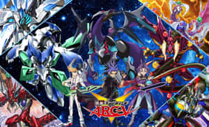 Yu-gi-oh! Yuto Unleashing His Phantom Knights In An Intense Duel Wallpaper