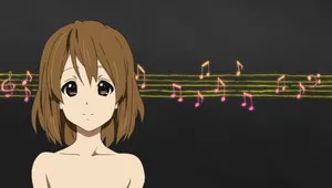 Yui Hirasawa Playing Her Guitar Wallpaper