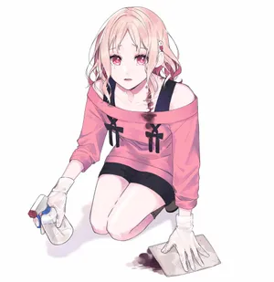 Yui Komori Cleaning Illustration Wallpaper