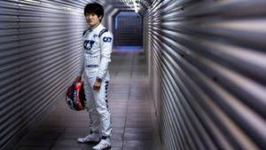 Yuki Tsunoda Inside Metal Tunnel Wallpaper