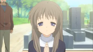 Yukine Miyazawa Prayingat Cemetery Wallpaper