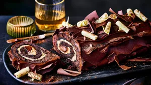 Yule Log Cake Delight Wallpaper