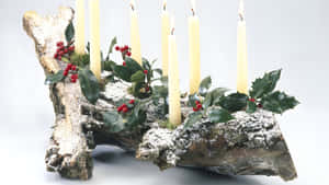 Yule Log Candle Holder Wallpaper