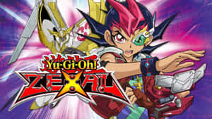 Yuma Tsukumo Raising His Dueling Card In An Exciting Duel Wallpaper