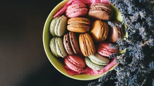 Yummy Macaroons In A Bowl Wallpaper