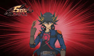 Yusei Fudo Riding His Duel Runner In An Intense Duel Wallpaper