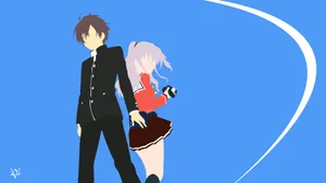 Yuu And Nao Charlotte Minimalist Anime Wallpaper