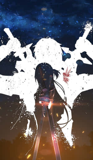 Yuuki Asuna In A Dynamic Pose With Swords Wallpaper