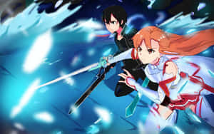 Yuuki Asuna, The Fearless Warrior And Protagonist From Sword Art Online, Standing Strong In A Vivid, Fantastical World Wallpaper