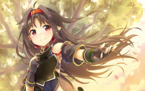 Yuuki Konno In Action - Sword Art Online's Heroine Wallpaper