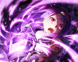 Yuuki Konno - The Unyielding Swordswoman In Action Wallpaper