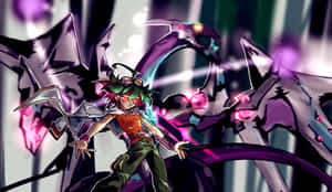 Yuya Sakaki In Action During A Duel Wallpaper